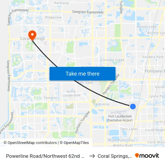 Powerline Road/Northwest 62nd Street to Coral Springs, FL map