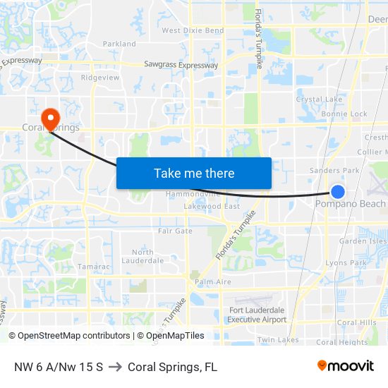 NW 6 A/Nw 15 S to Coral Springs, FL map