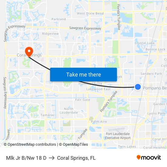 Mlk Jr B/Nw 18 D to Coral Springs, FL map