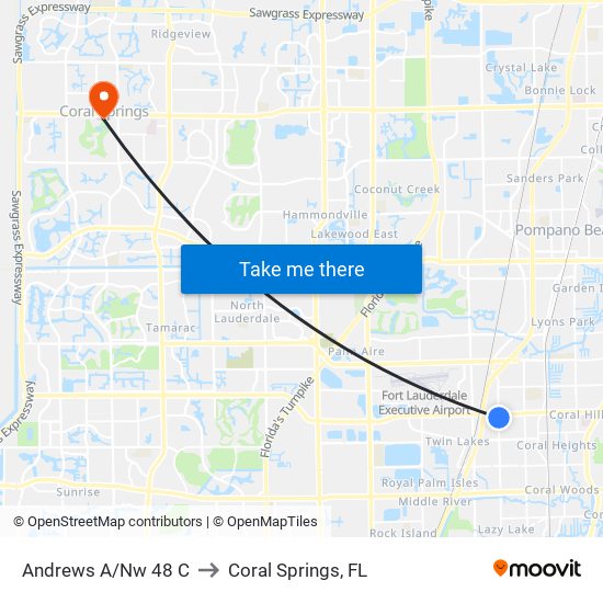 Andrews A/Nw 48 C to Coral Springs, FL map