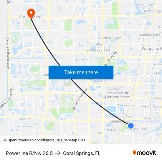 POWERLINE R/NW 26 S to Coral Springs, FL map