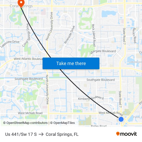 Us 441/Sw 17 S to Coral Springs, FL map