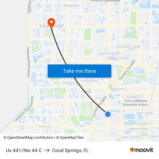 Us 441/Nw 44 C to Coral Springs, FL map