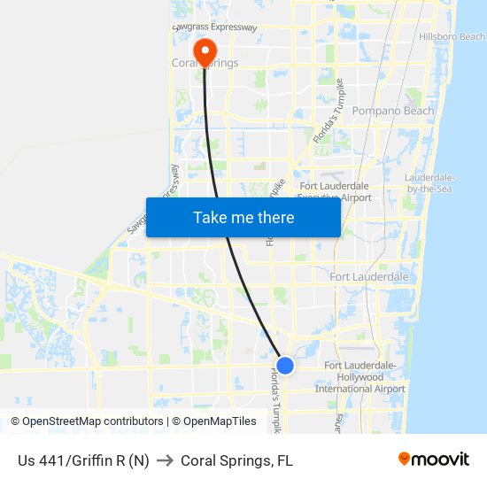 Us 441/Griffin R (N) to Coral Springs, FL map