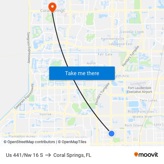 Us 441/Nw 16 S to Coral Springs, FL map