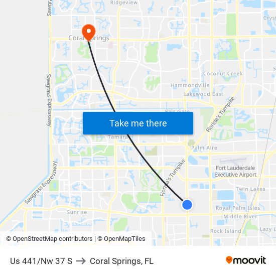 Us 441/Nw 37 S to Coral Springs, FL map