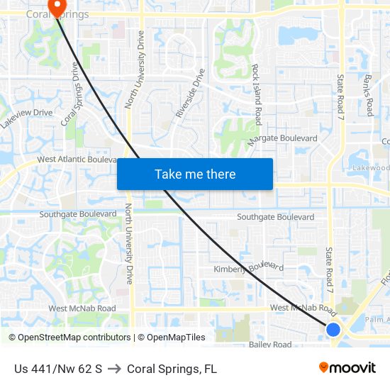 Us 441/Nw 62 S to Coral Springs, FL map