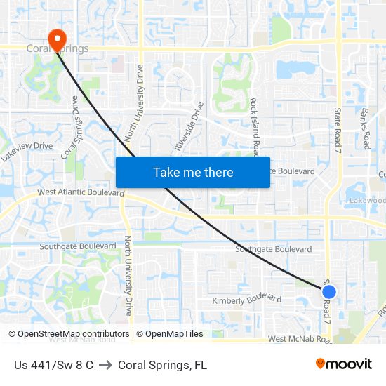 Us 441/Sw 8 C to Coral Springs, FL map