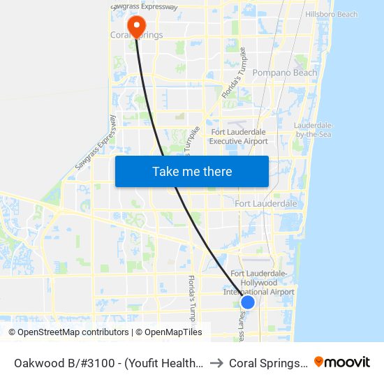 Oakwood B/#3100 - (Youfit Health Club) to Coral Springs, FL map