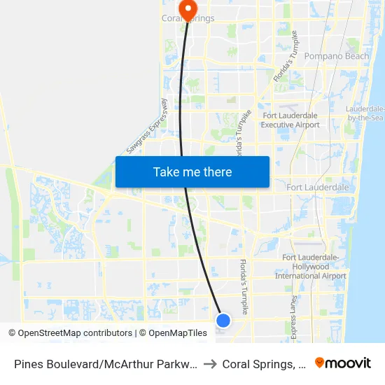 Pines Boulevard/McArthur Parkway to Coral Springs, FL map