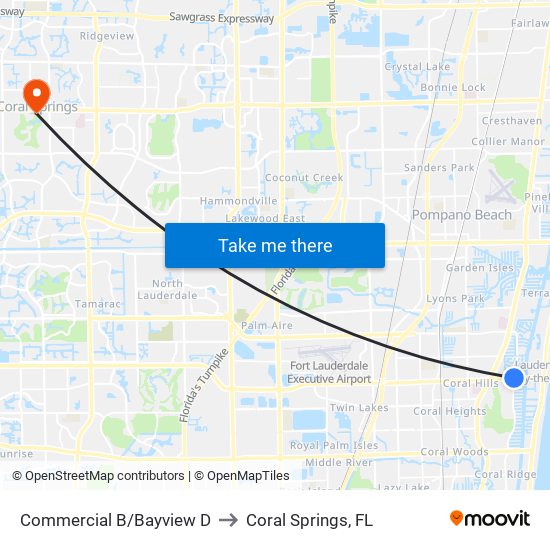 Commercial B/Bayview D to Coral Springs, FL map