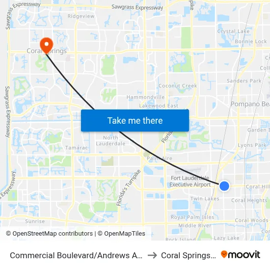 Commercial Boulevard/Andrews Avenue to Coral Springs, FL map