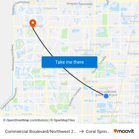 Commercial Boulevard/Northwest 21st Avenue to Coral Springs, FL map