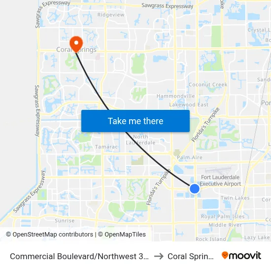 Commercial Boulevard/Northwest 31st Avenue to Coral Springs, FL map