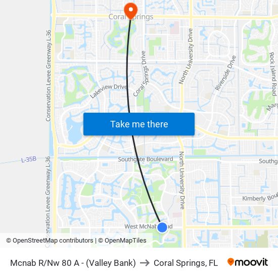 Mcnab R/Nw 80 A - (Valley Bank) to Coral Springs, FL map