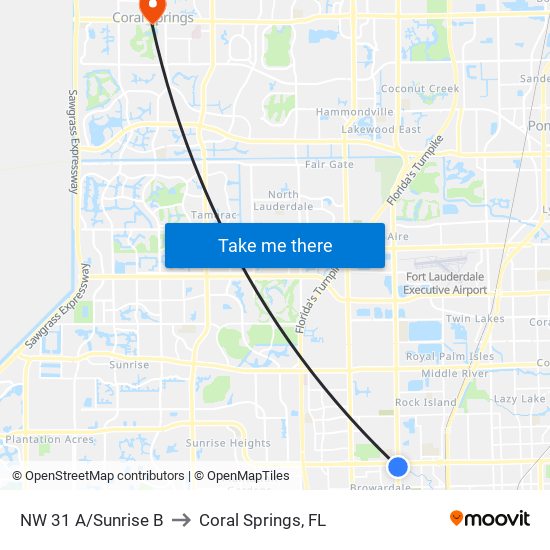 NW 31 A/Sunrise B to Coral Springs, FL map