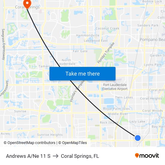 Andrews A/Ne 11 S to Coral Springs, FL map