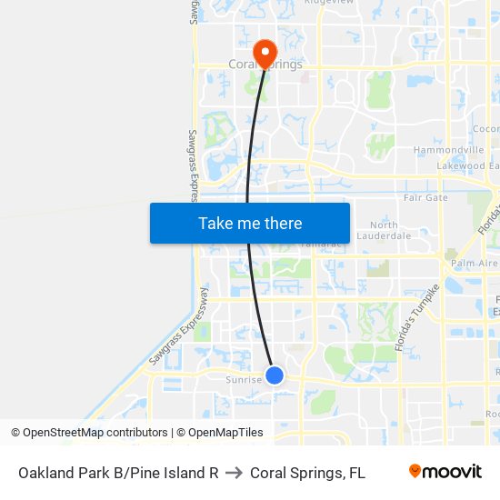 Oakland Park B/Pine Island R to Coral Springs, FL map