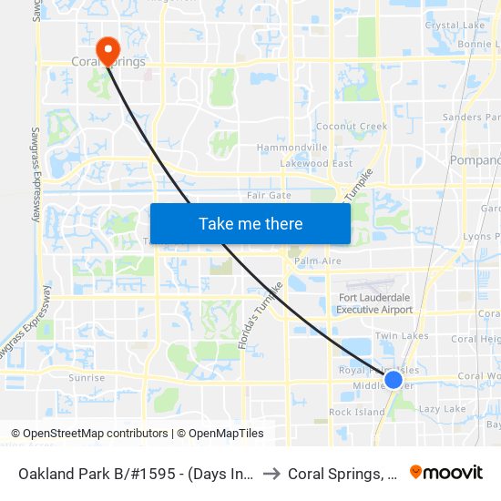 Oakland Park B/#1595 - (Days Inn) to Coral Springs, FL map