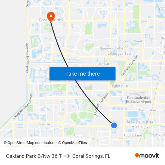 Oakland Park B/Nw 36 T to Coral Springs, FL map