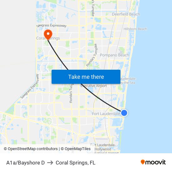 A1A/BAYSHORE D to Coral Springs, FL map