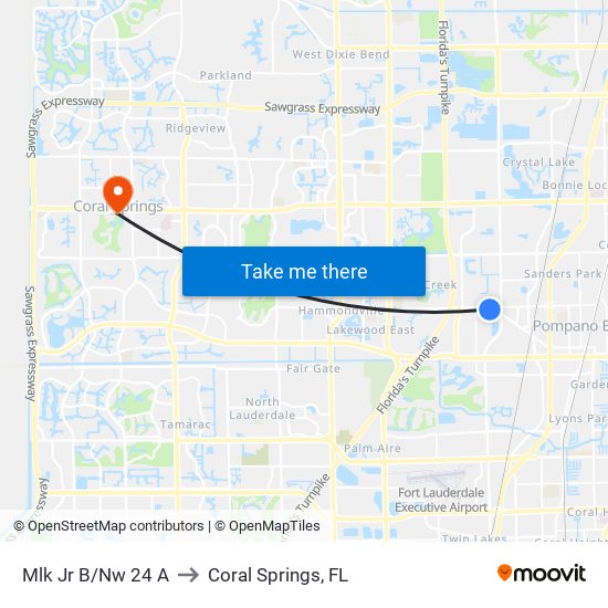 Mlk Jr B/Nw 24 A to Coral Springs, FL map