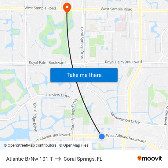 Atlantic B/Nw 101 T to Coral Springs, FL map