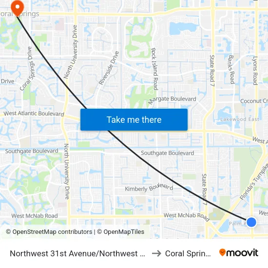 Northwest 31st Avenue/Northwest 68th Street to Coral Springs, FL map