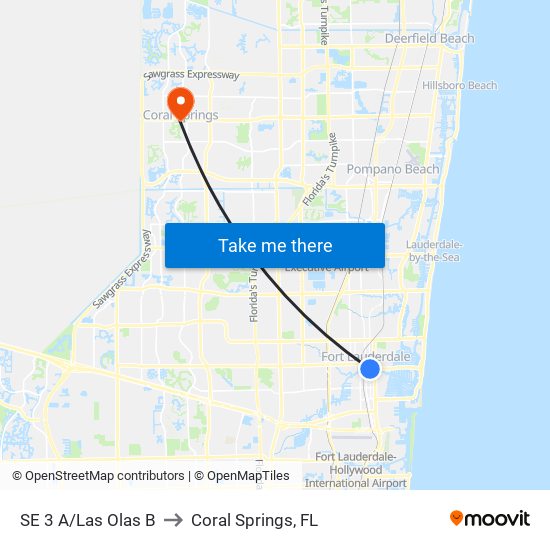 SE 3 A/Las Olas B to Coral Springs, FL map