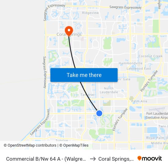 Commercial B/Nw 64 A - (Walgreens) to Coral Springs, FL map