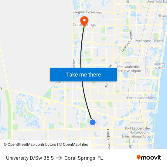 University D/Sw 35 S to Coral Springs, FL map