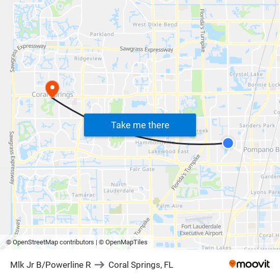 MLK JR B/POWERLINE R to Coral Springs, FL map