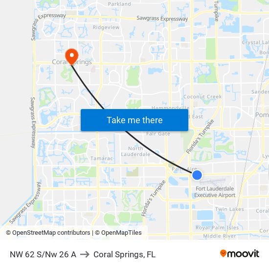 NW 62 S/Nw 26 A to Coral Springs, FL map