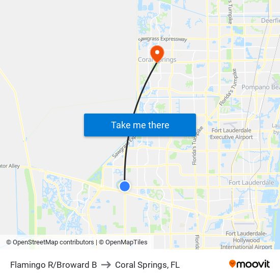 FLAMINGO R/BROWARD B to Coral Springs, FL map