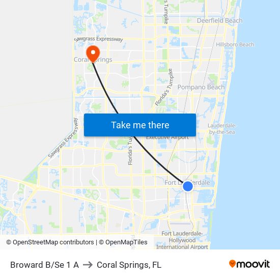 Broward B/Se 1 A to Coral Springs, FL map