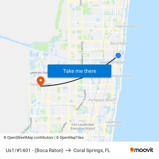 Us1/#1401 - (Boca Raton) to Coral Springs, FL map