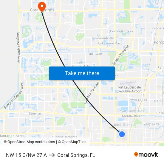 NW 15 C/Nw 27 A to Coral Springs, FL map