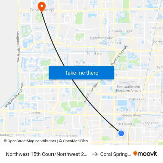 Northwest 15th Court/Northwest 27th Avenue to Coral Springs, FL map