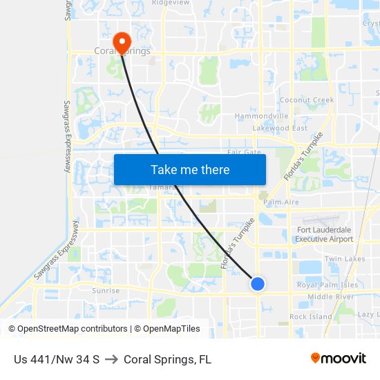 Us 441/Nw 34 S to Coral Springs, FL map