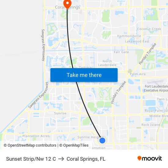 Sunset Strip/Nw 12 C to Coral Springs, FL map