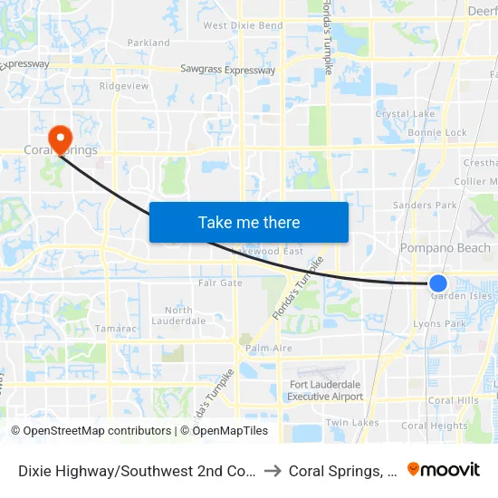 Dixie Highway/Southwest 2nd Court to Coral Springs, FL map