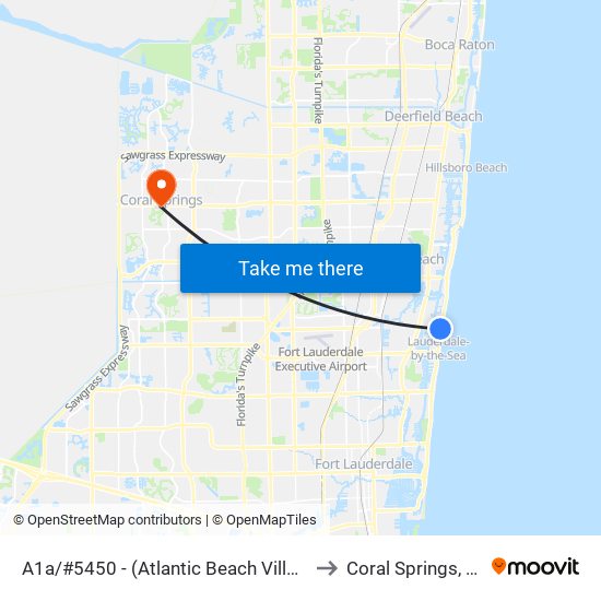 A1a/#5450 - (Atlantic Beach Villas) to Coral Springs, FL map