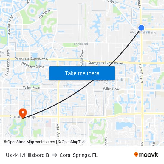 US 441/HILLSBORO B to Coral Springs, FL map