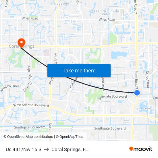 Us 441/Nw 15 S to Coral Springs, FL map