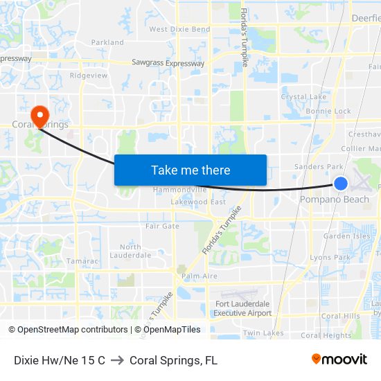 Dixie Hw/Ne 15 C to Coral Springs, FL map