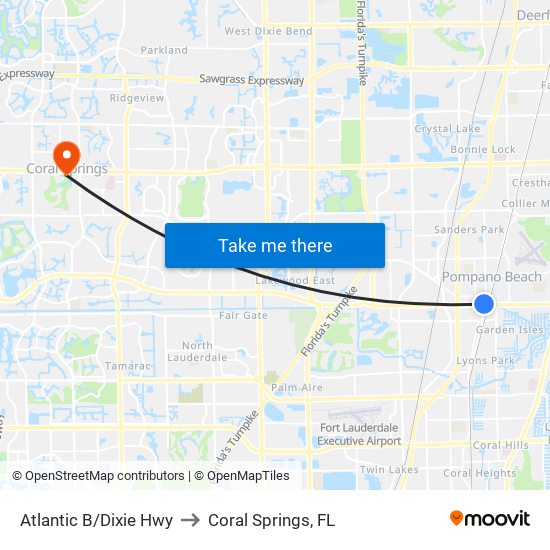 Atlantic B/Dixie Hwy to Coral Springs, FL map