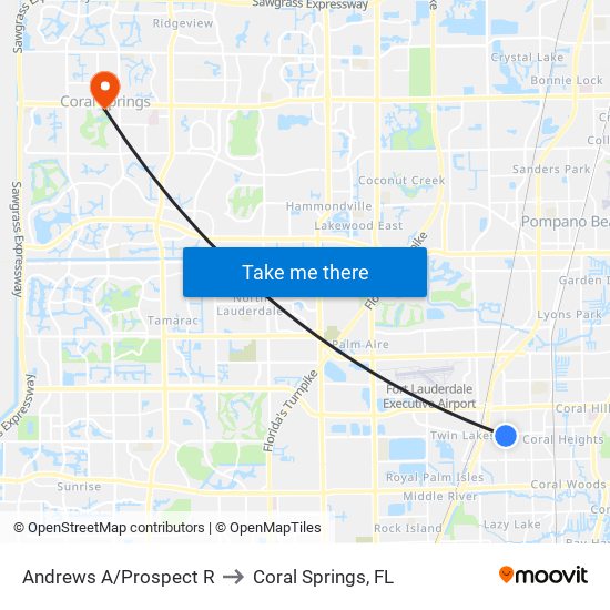 Andrews A/Prospect R to Coral Springs, FL map