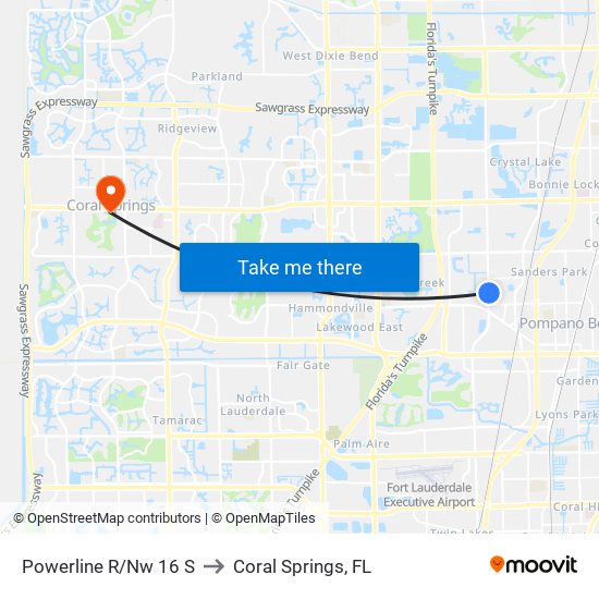 Powerline R/Nw 16 S to Coral Springs, FL map