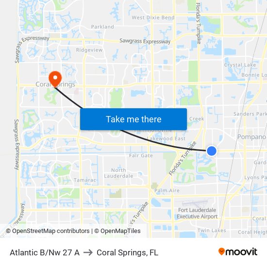 Atlantic B/Nw 27 A to Coral Springs, FL map