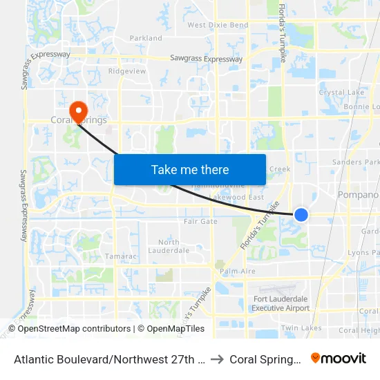 Atlantic Boulevard/Northwest 27th Avenue to Coral Springs, FL map
